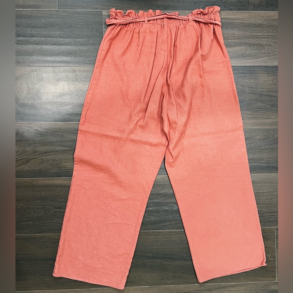 Monteau Rust Wide Leg Paperbag Tie-Waist Pants - Picture 10 of 13